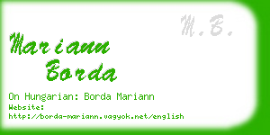 mariann borda business card